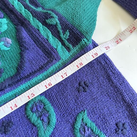 Vintage Lucia Cardigan Sweater Textured Knit Paisley Cottagecore Gran Womens M - Picture 7 of 11